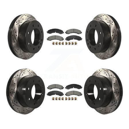 Front Rear Drilled Slot Brake Rotor Ceramic Pad Kit For GMC Chevrolet Sierra 2500 HD 3500 KDT-101241
