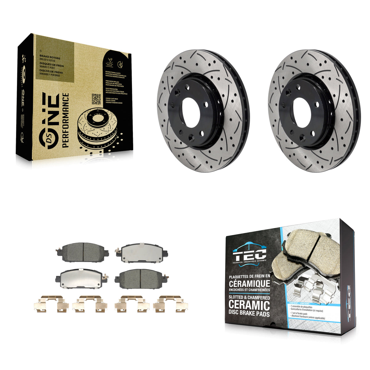 Front Coated Drilled Slotted Disc Brake Rotor And Ceramic Pad Kit For Nissan Kicks Sentra KDT-101242