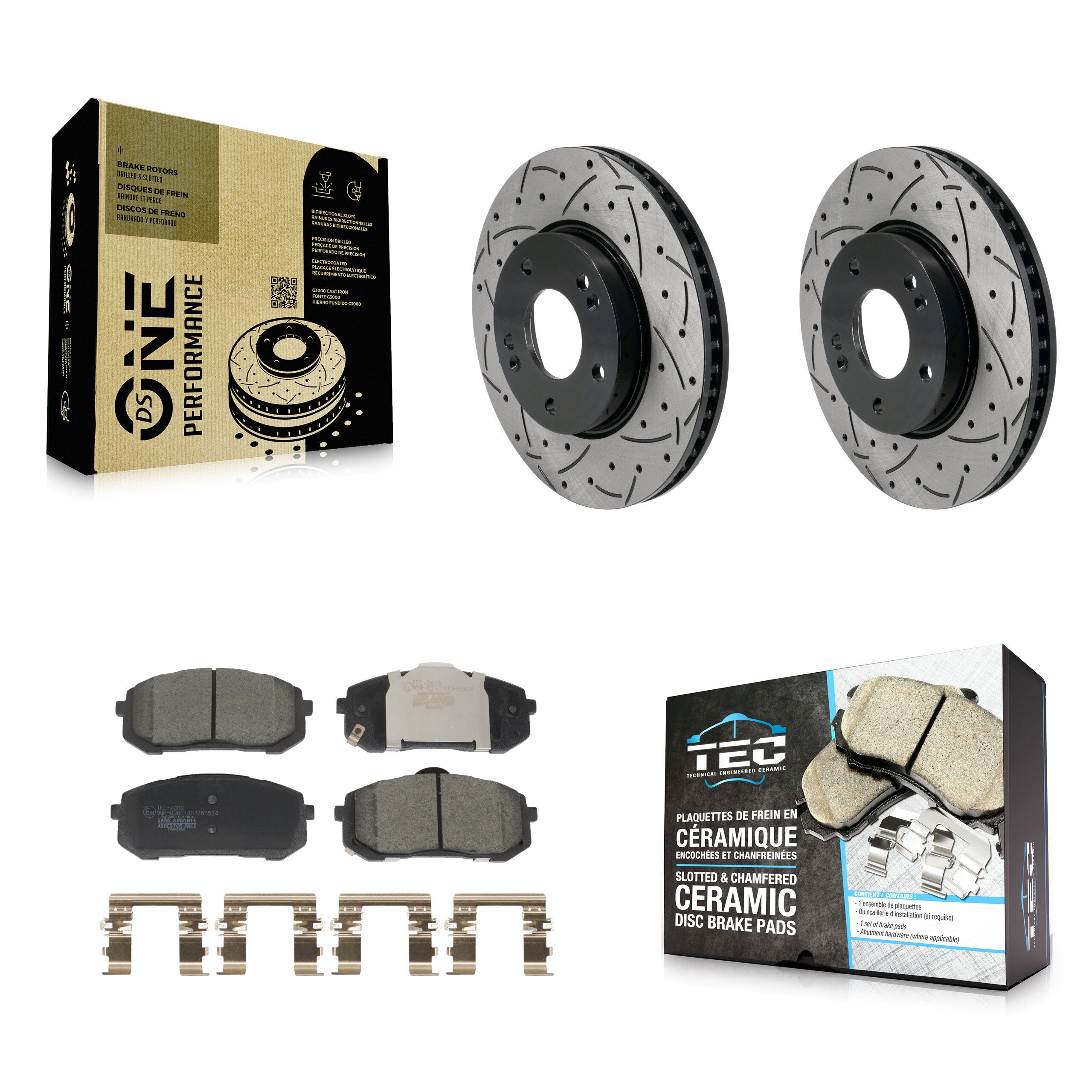 Front Coated Drilled Slotted Disc Brake Rotors And Ceramic Pads Kit For Hyundai Elantra KDT-101244