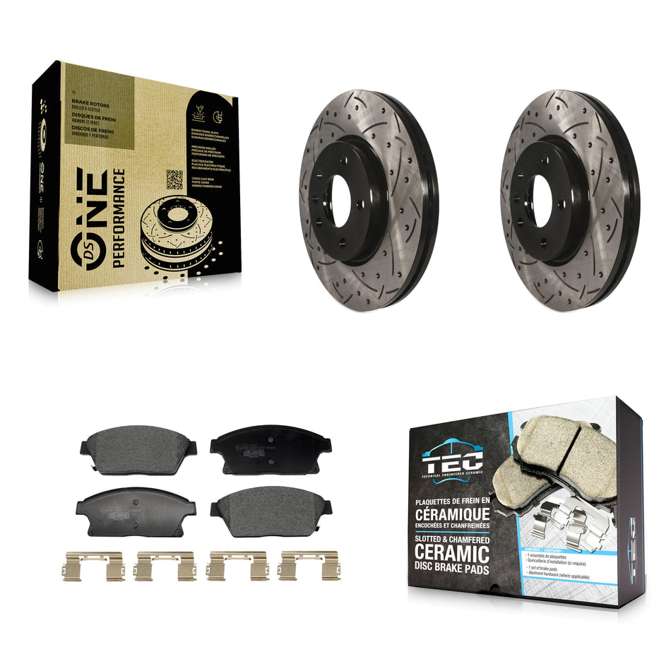 Front Drilled Slot Brake Rotor & Ceramic Pad Kit For Chevrolet Cruze Buick Verano Orlando KDT-101247