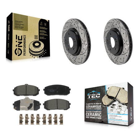 Front Drilled Slot Brake Rotors Ceramic Pad Kit For Hyundai Elantra Sonata Kia Niro EV K5 KDT-101252