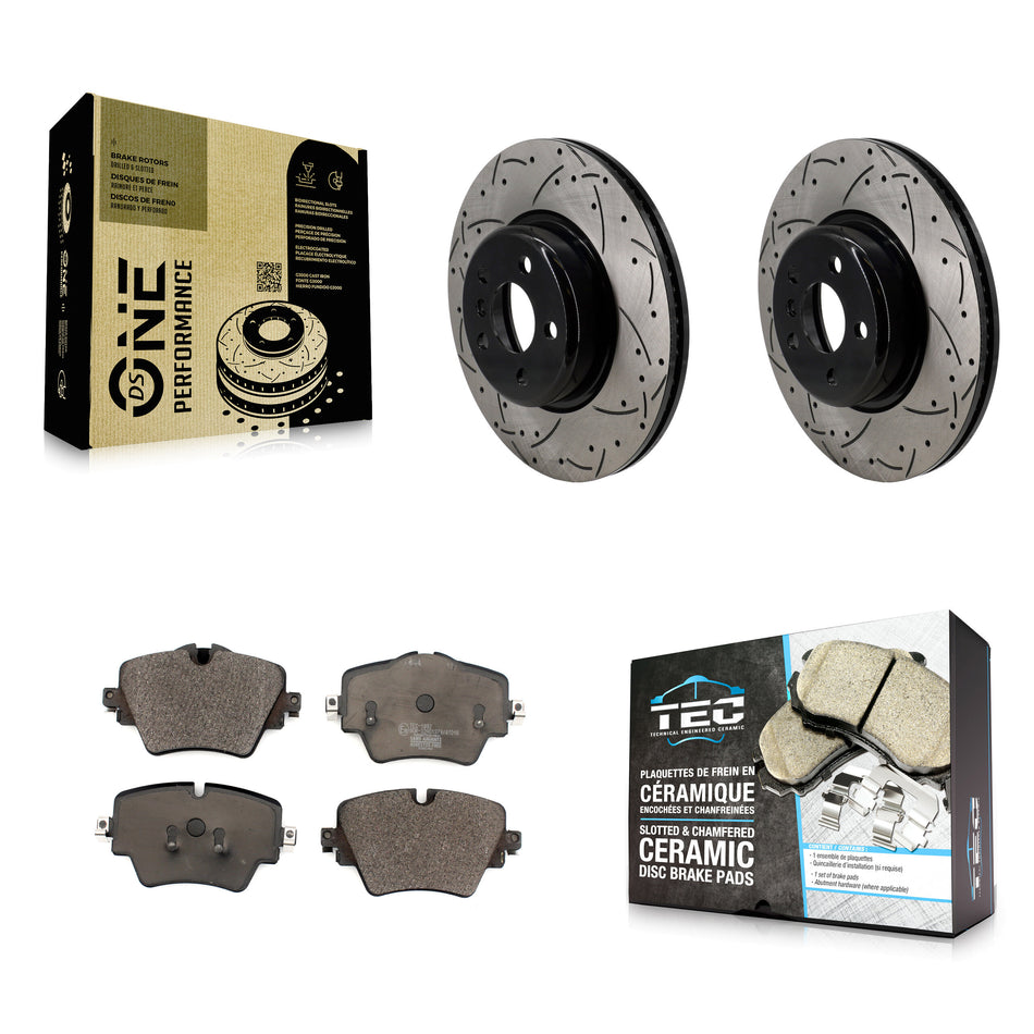 Front Drill Slot Brake Rotors Ceramic Pad Kit For BMW X3 330i xDrive X4 Z4 430i Toyota GR KDT-101256
