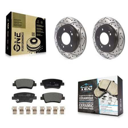 Rear Coated Drilled Slotted Disc Brake Rotor Ceramic Pad Kit For Hyundai Elantra Kia Niro KDT-101257