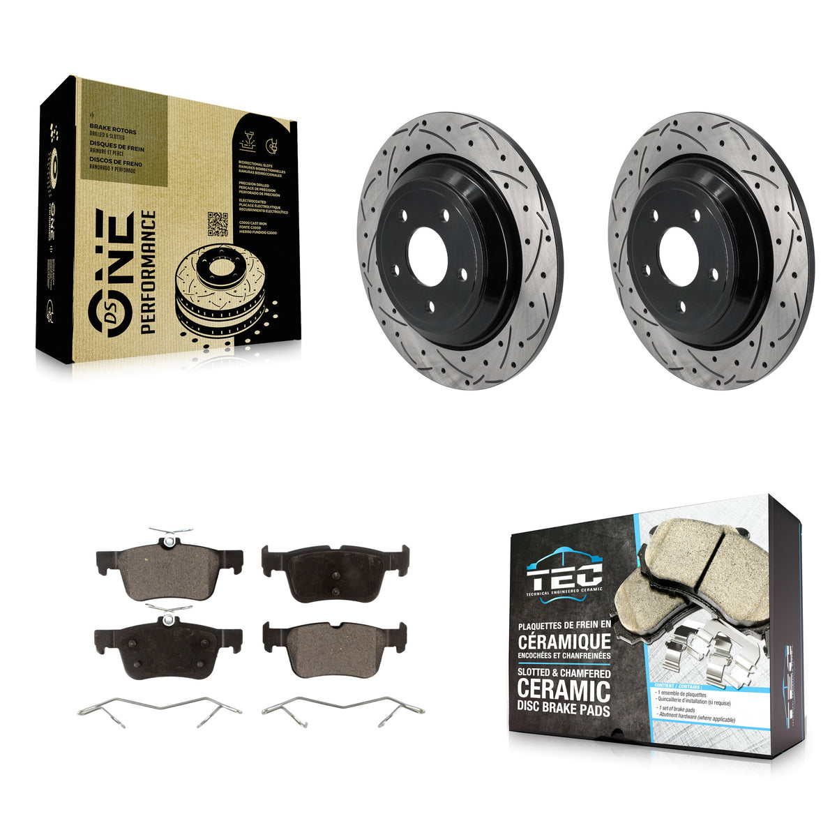 Rear Drill Slot Brake Rotors Ceramic Pad Kit For Ford Escape Bronco Sport Lincoln Corsair KDT-101262