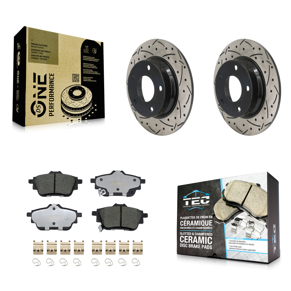 Rear Drill Slot Brake Rotors Ceramic Pad Kit For 2020-2023 Nissan Sentra Disc rear brakes KDT-101265