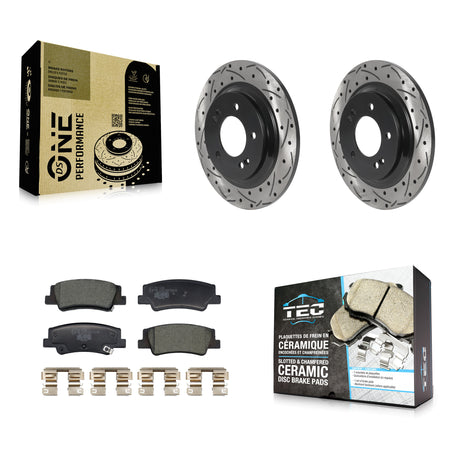 Rear Coated Drill Slot Disc Brake Rotor Ceramic Pad Kit For Hyundai Sonata Kia Niro EV K5 KDT-101268