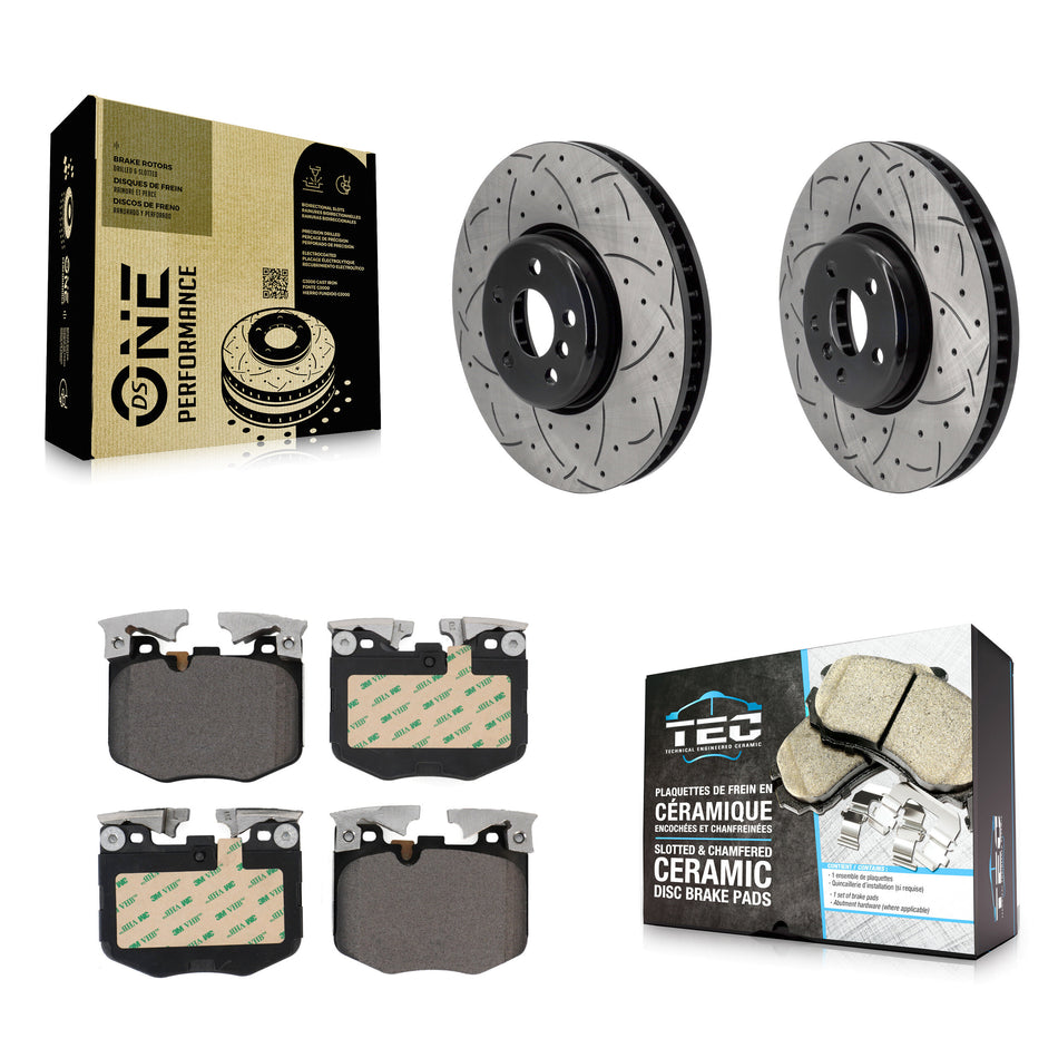 Front Drill Slot Brake Rotors Ceramic Pad Kit For BMW 330i xDrive X5 530i Toyota GR Supra KDT-101270