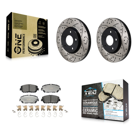 Front Coated Drilled Slotted Disc Brake Rotors And Ceramic Pads Kit For Nissan Rogue KDT-101284