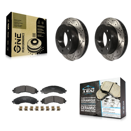 Front Drilled Slot Brake Rotor Ceramic Pad Kit For GMC Chevrolet Savana 2500 Express 3500 KDT-101286