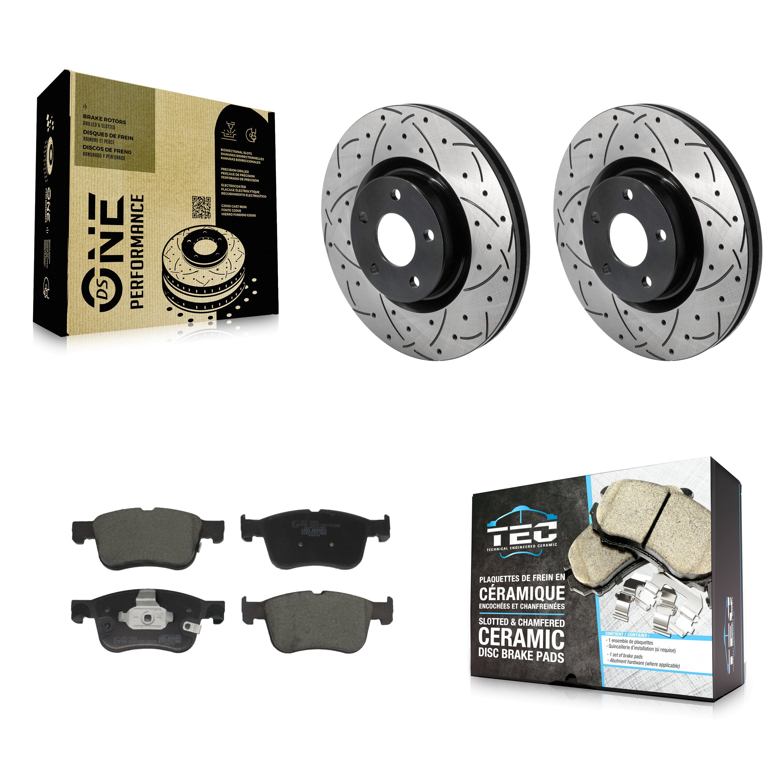 Front Drill Slot Brake Rotor Ceramic Pad Kit For Ford Escape Bronco Sport Lincoln Corsair KDT-101297
