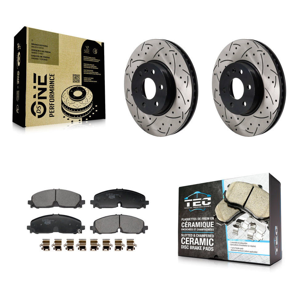 Front Drill Slot Brake Rotors Ceramic Pad Kit For 2021-2022 Chevrolet Colorado GMC Canyon KDT-101298