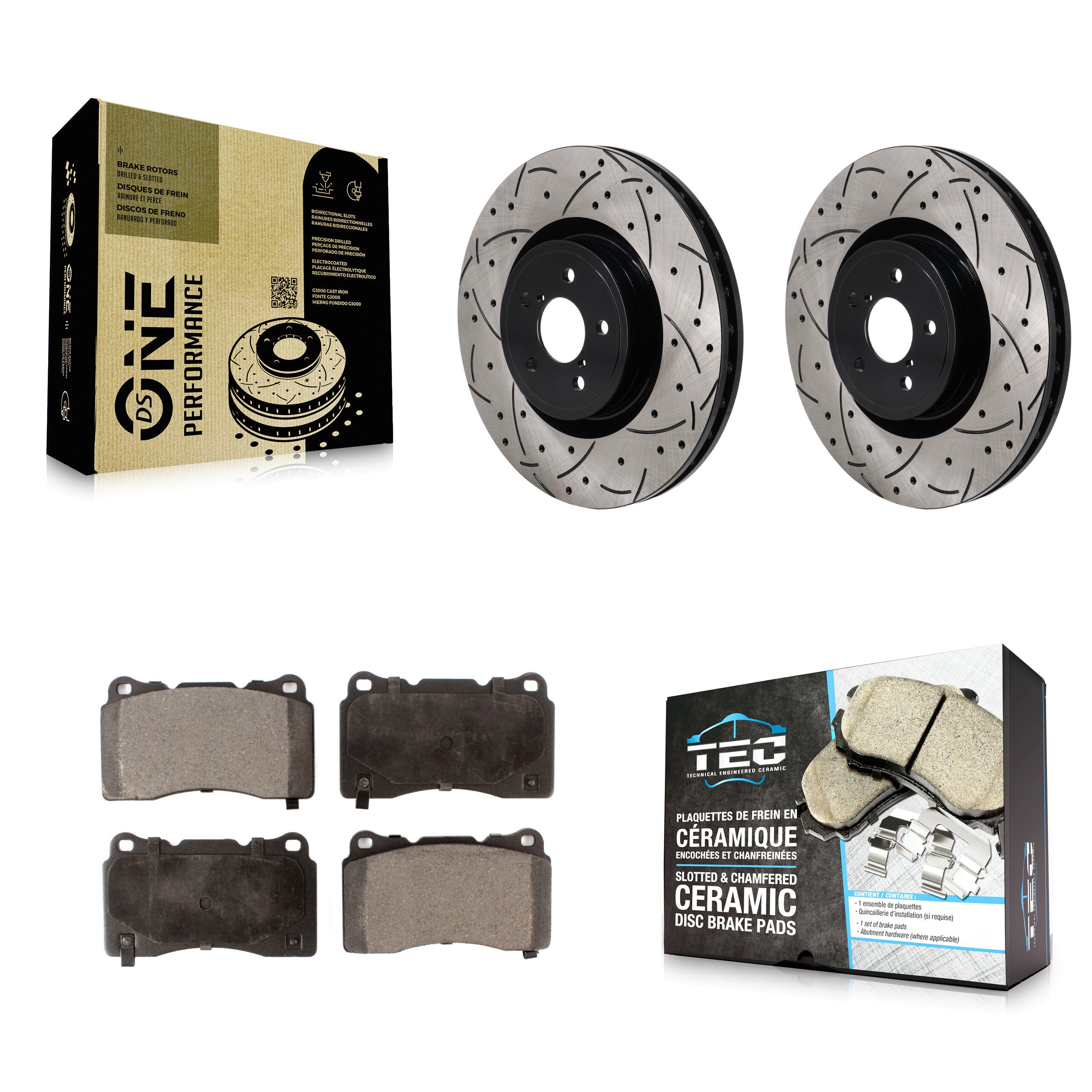 Front Coated Drill Slot Disc Brake Rotor Ceramic Pad Kit For Subaru BRZ Impreza Toyota 86 KDT-101305