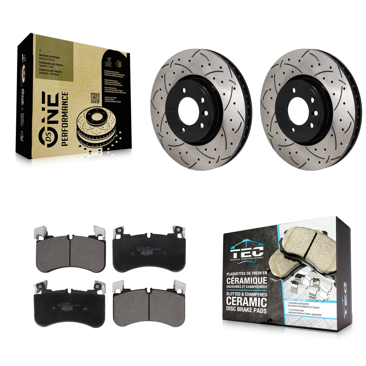 Front Coated Drilled Slotted Disc Brake Rotors Ceramic Pad Kit For Land Rover Range Sport KDT-101316