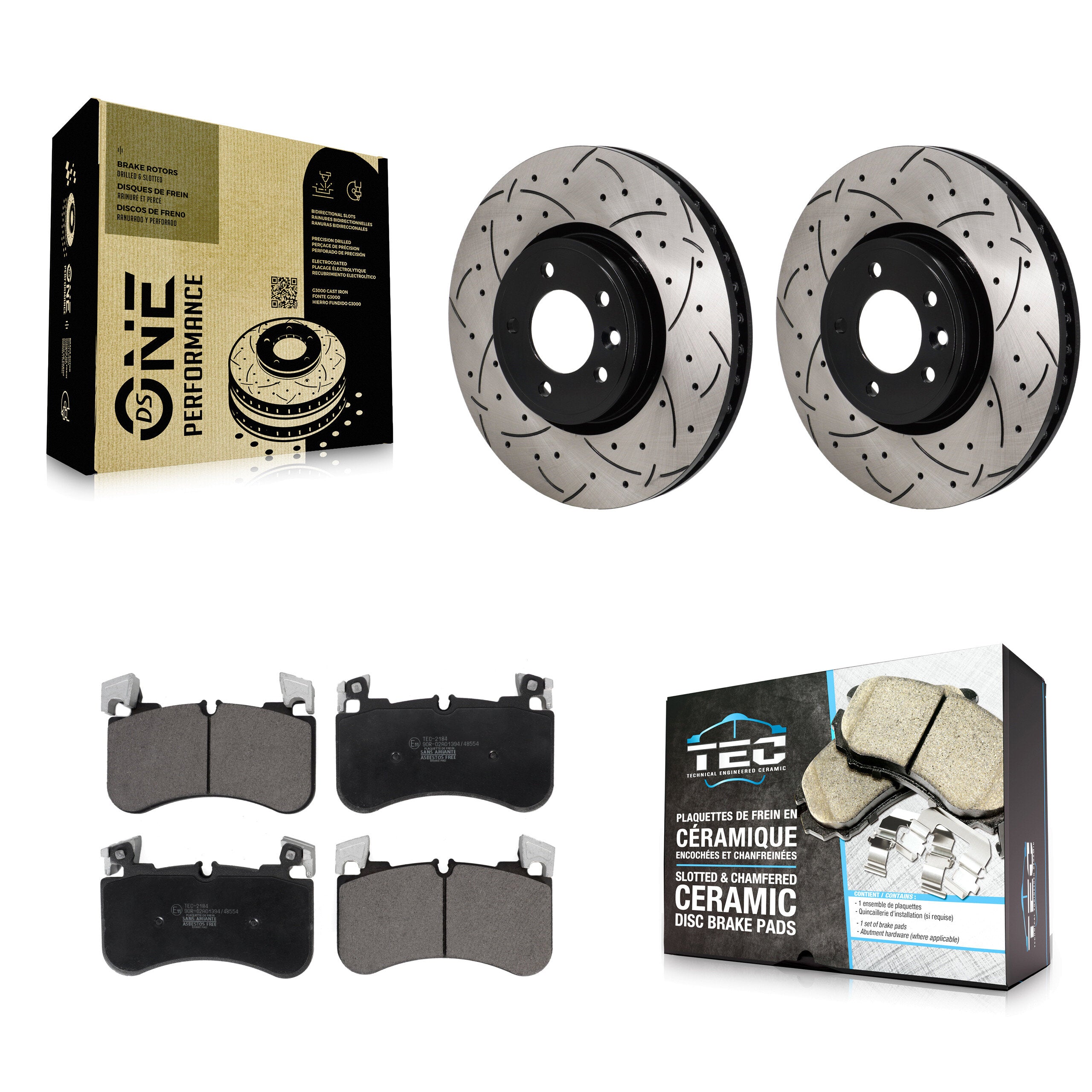 Front Coated Drilled Slotted Disc Brake Rotors Ceramic Pad Kit For Land Rover Range Sport KDT-101316