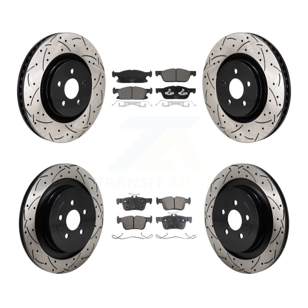 Front Rear Drill Slot Brake Rotor Ceramic Pad Kit For Ford Edge With Red Painted Calipers KDT-101331