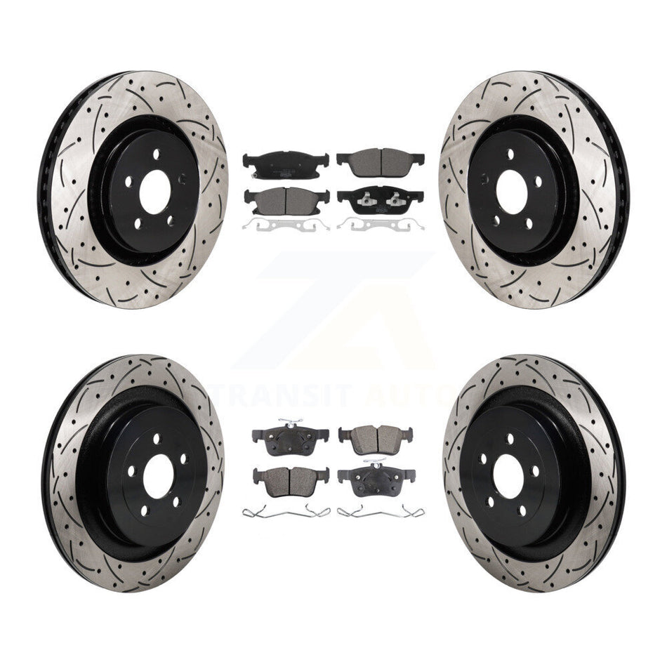 Front Rear Drill Slot Brake Rotor Ceramic Pad Kit For Ford Edge With Red Painted Calipers KDT-101331
