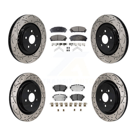Front Rear Drilled Slot Disc Brake Rotors Ceramic Pad Kit For 2020-2022 Toyota Highlander KDT-101346