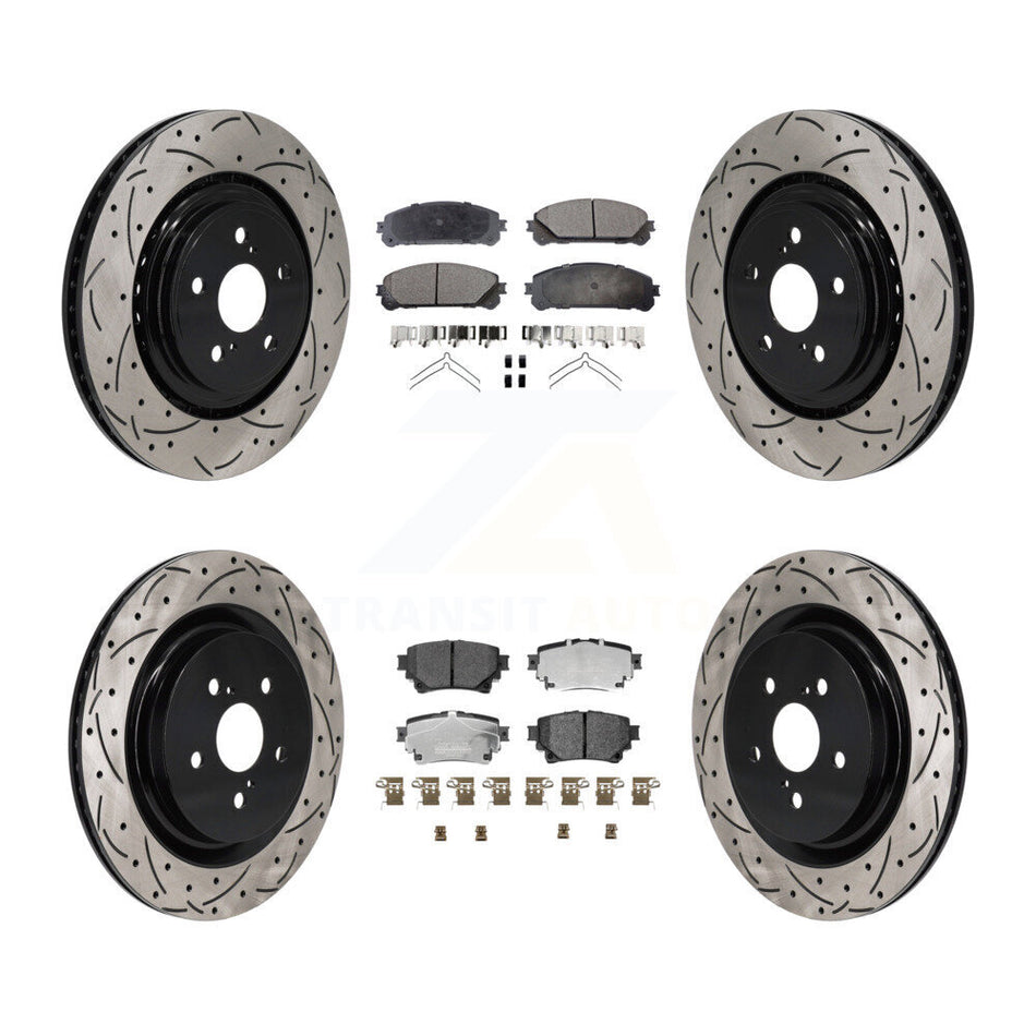 Front Rear Drilled Slot Disc Brake Rotors Ceramic Pad Kit For 2020-2022 Toyota Highlander KDT-101346