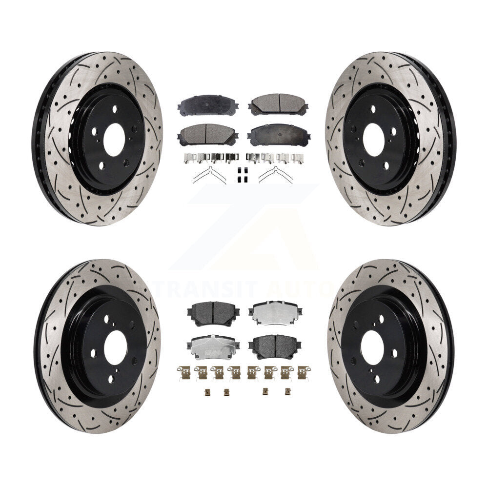 Front Rear Drill Slot Brake Rotor Ceramic Pad Kit For Toyota Sienna RAV4 Prime bZ4X Lexus KDT-101347