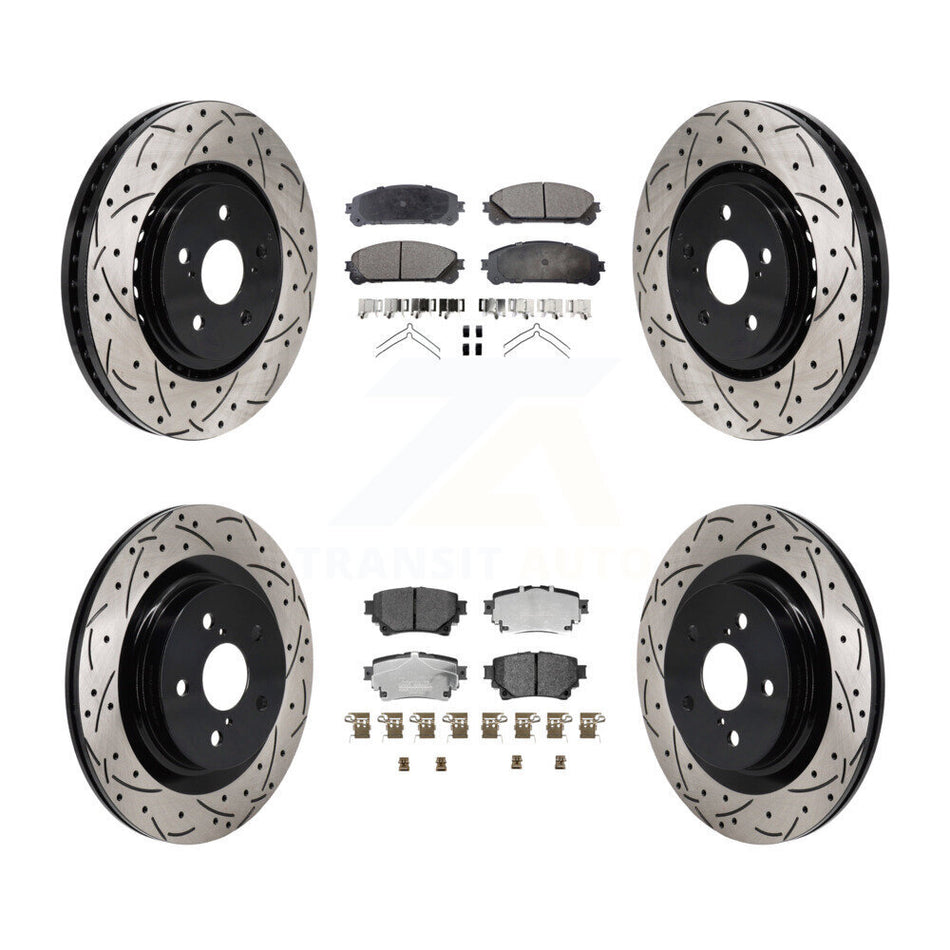 Front Rear Drill Slot Brake Rotor Ceramic Pad Kit For Toyota Sienna RAV4 Prime bZ4X Lexus KDT-101347