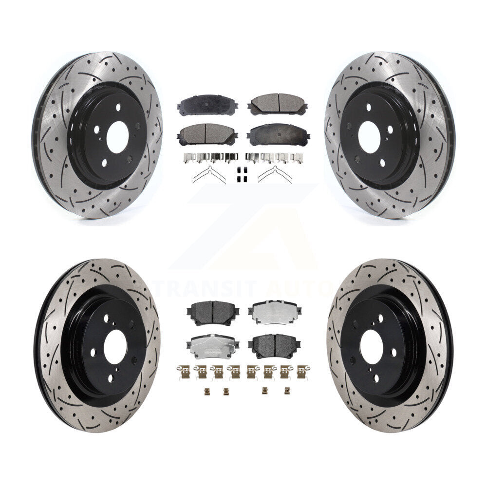 Front Rear Drilled Slot Brake Rotor & Ceramic Pad Kit For Lexus NX350h NX350 NX250 Toyota KDT-101348