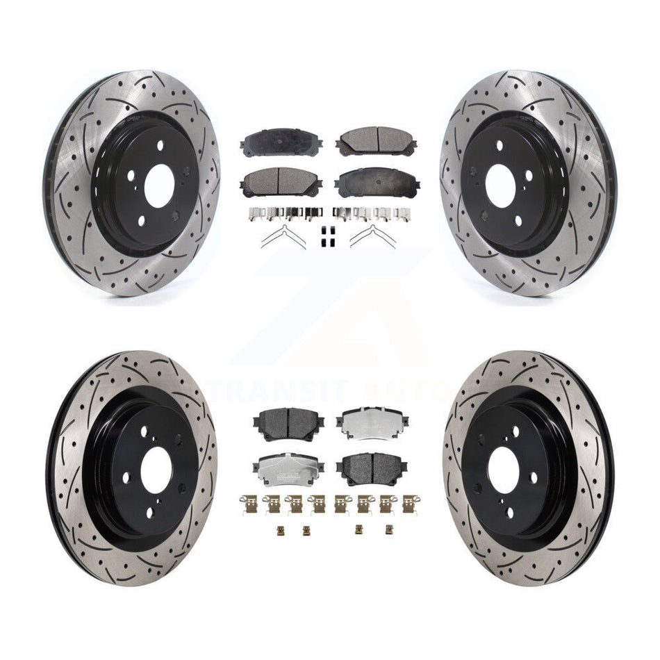 Front Rear Drilled Slot Brake Rotor & Ceramic Pad Kit For Lexus NX350h NX350 NX250 Toyota KDT-101348
