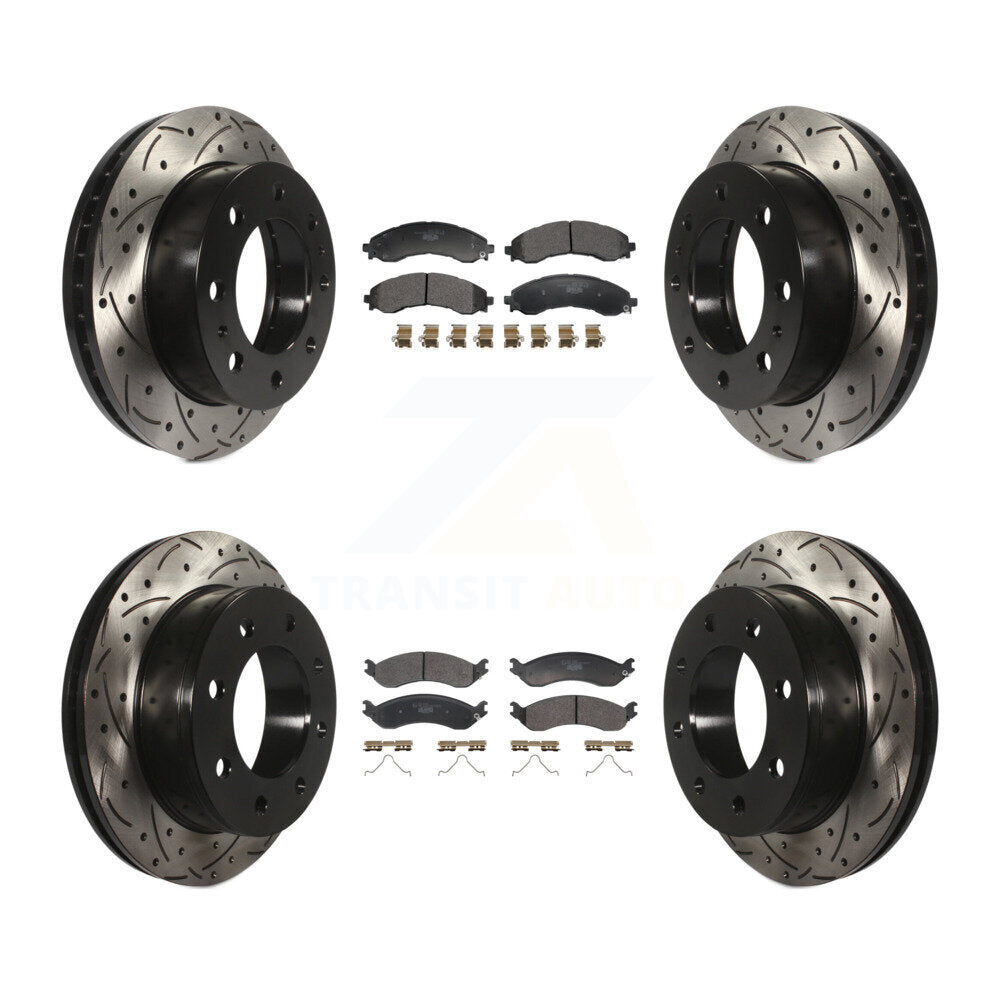 Front Rear Drilled Slot Brake Rotor Ceramic Pad Kit For GMC Savana 2500 Chevrolet Express KDT-101350