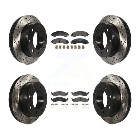 Front Rear Drilled Slot Brake Rotor Ceramic Pad Kit For GMC Savana 2500 Chevrolet Express KDT-101350