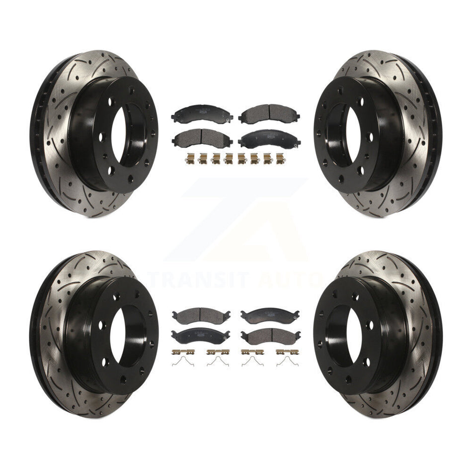 Front Rear Drilled Slot Brake Rotor Ceramic Pad Kit For GMC Savana 2500 Chevrolet Express KDT-101350