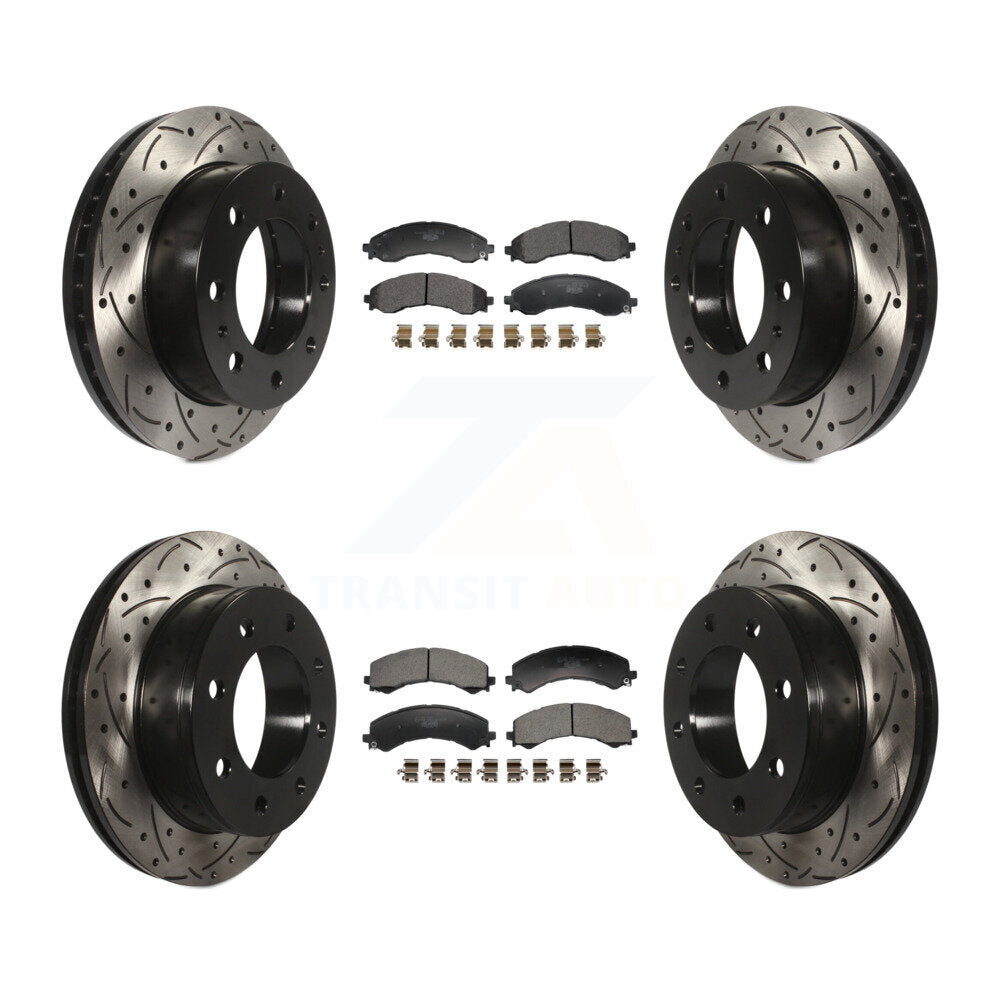Front Rear Drilled Slot Brake Rotor Ceramic Pad Kit For GMC Savana 2500 Chevrolet Express KDT-101351