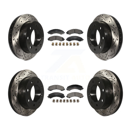 Front Rear Drilled Slot Brake Rotor Ceramic Pad Kit For GMC Savana 2500 Chevrolet Express KDT-101351