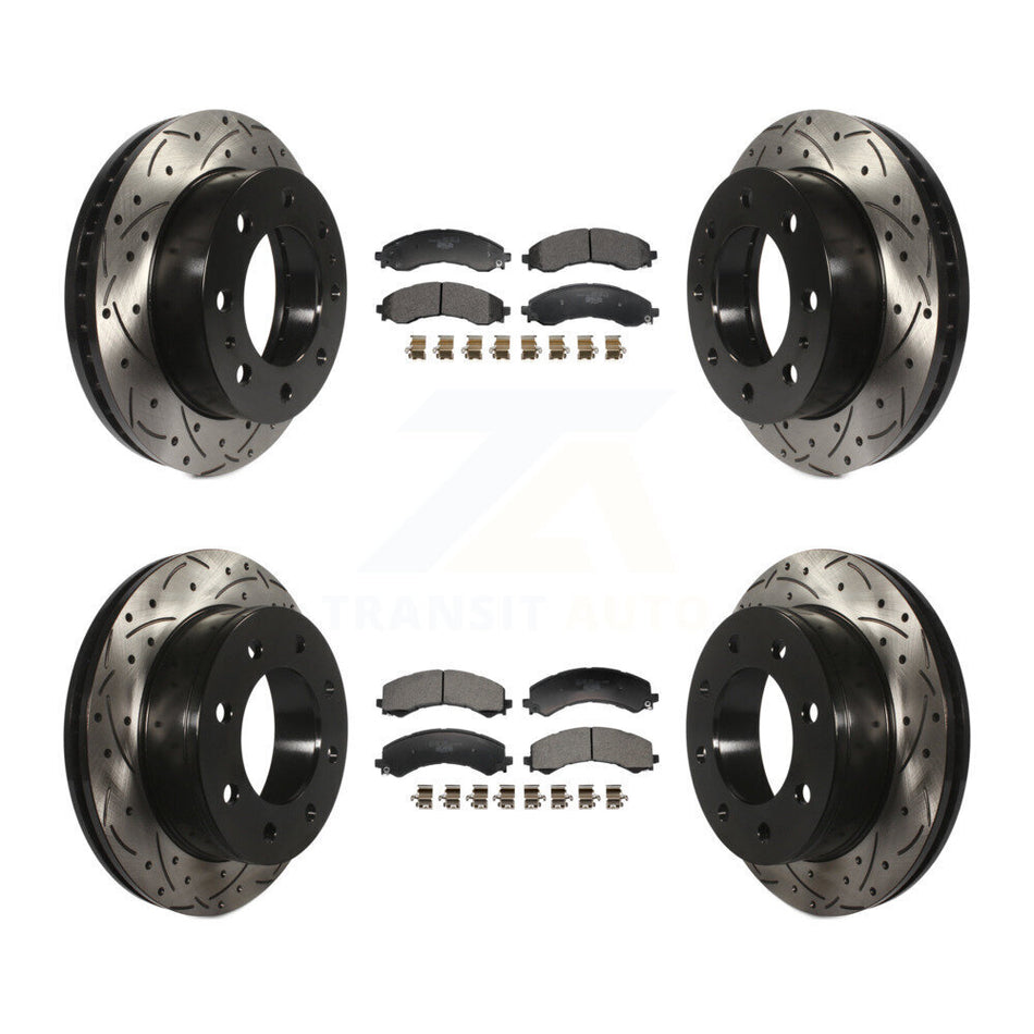 Front Rear Drilled Slot Brake Rotor Ceramic Pad Kit For GMC Savana 2500 Chevrolet Express KDT-101351