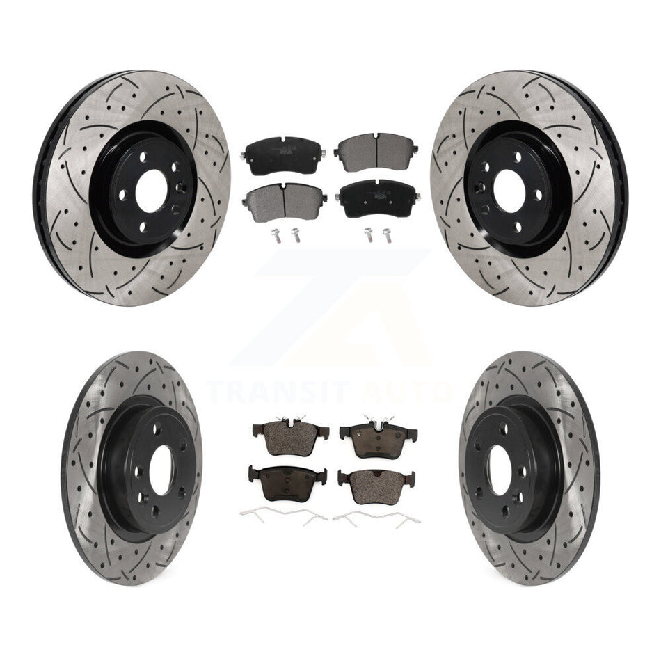 Front Rear Coated Drilled Slotted Disc Brake Rotors And Ceramic Pad Kit For Jaguar E-Pace KDT-101352