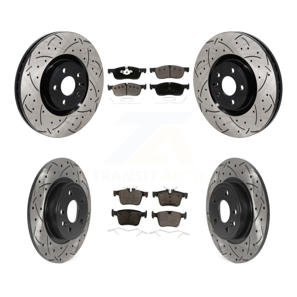 Front Rear Drilled Slot Brake Rotor Ceramic Pad Kit For Land Rover Discovery Sport Jaguar KDT-101353