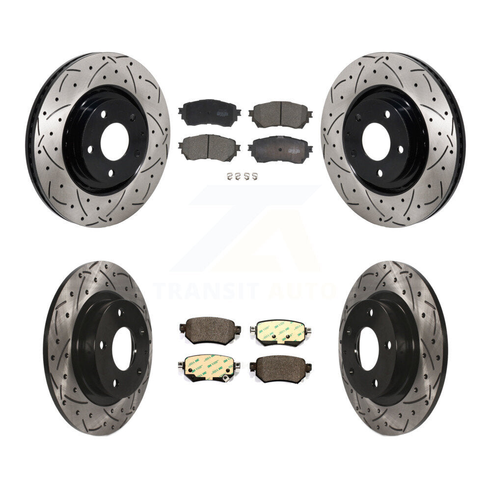 Front Rear Coat Drill Slot Disc Brake Rotor Ceramic Pad Kit For 2021 Mazda 6 Turbocharged KDT-101354