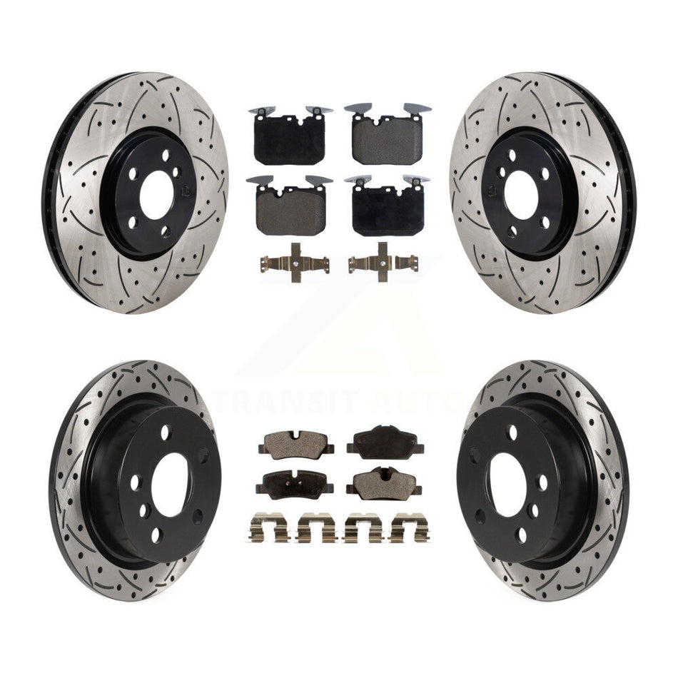 Front Rear Coated Drilled Slotted Disc Brake Rotors And Ceramic Pads Kit For Mini Cooper KDT-101357