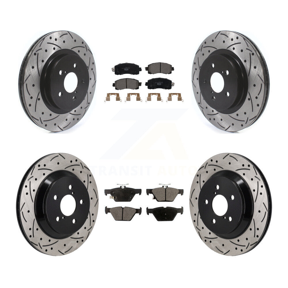 Front Rear Coated Drilled Slotted Disc Brake Rotor & Ceramic Pad Kit For Subaru Crosstrek KDT-101358