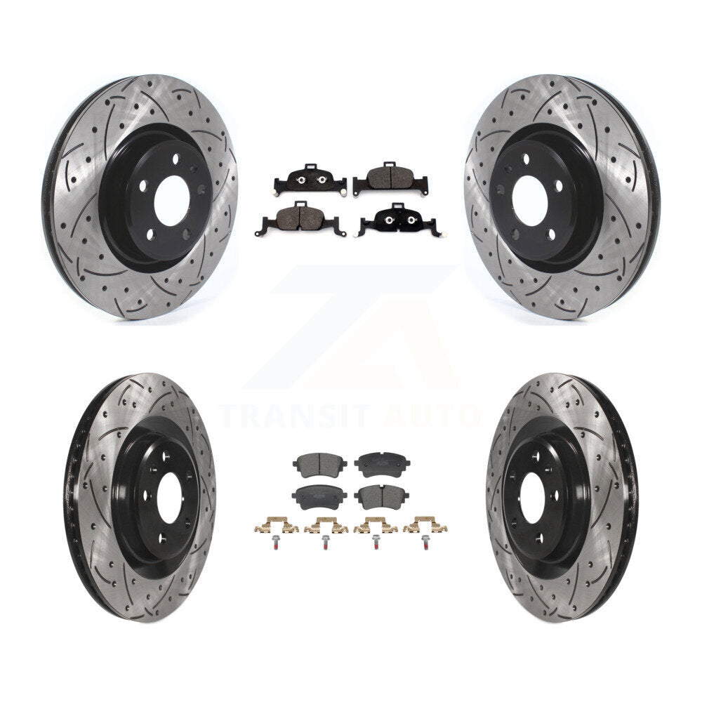 Front Rear Drilled Slot Brake Rotor & Ceramic Pad Kit For Audi A5 Sportback Quattro A4 A6 KDT-101359