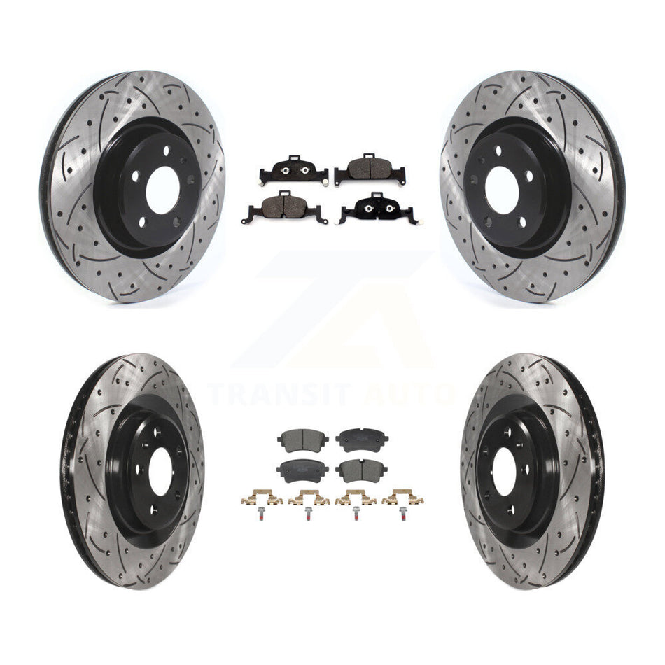 Front Rear Drilled Slot Brake Rotor & Ceramic Pad Kit For Audi A5 Sportback Quattro A4 A6 KDT-101359