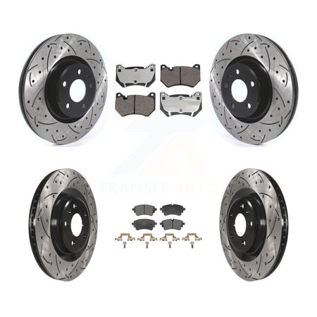 Front Rear Coated Drilled Slotted Disc Brake Rotors Ceramic Pad Kit For Audi Q5 Sportback KDT-101360