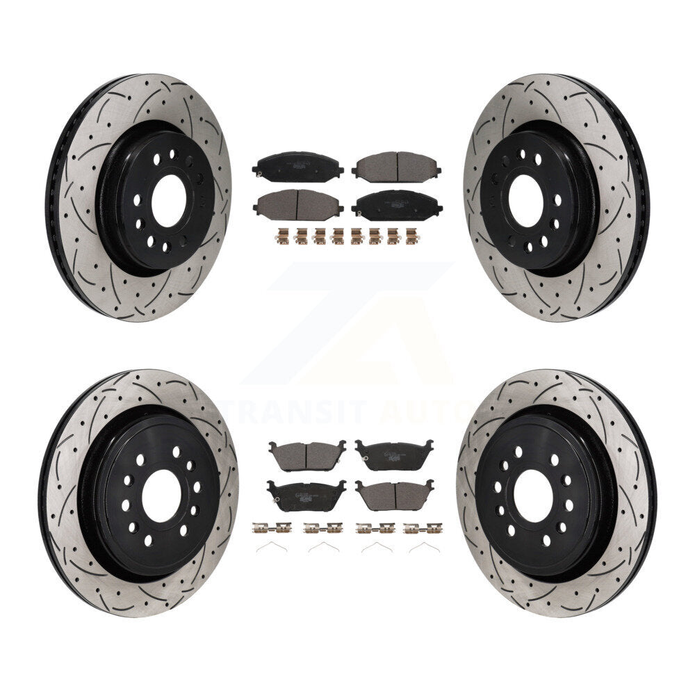Front Rear Drill Slot Disc Brake Rotor Ceramic Pad Kit For Ram 1500 Jeep Wagoneer Grand L KDT-101366