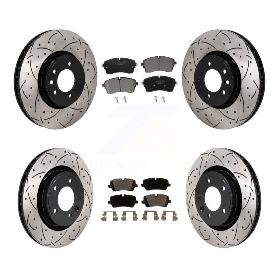 Front Rear Drilled Slot Disc Brake Rotor & Ceramic Pad Kit For Land Rover Discovery Range KDT-101368