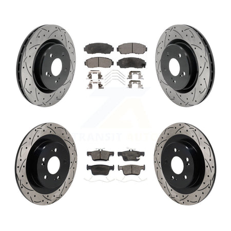 Front Rear Coat Drill Slot Disc Brake Rotors Ceramic Pad Kit For 2021-2023 Acura TLX 2.0L KDT-101369