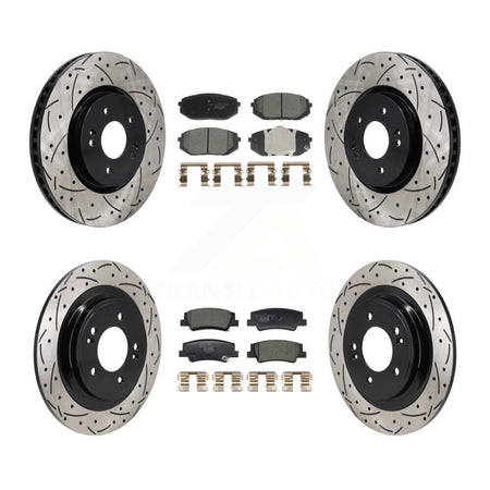 Front Rear Drilled Slot Disc Brake Rotors Ceramic Pad Kit For Hyundai Tucson Kia Sportage KDT-101371