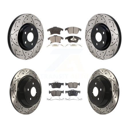 Front Rear Drilled Slot Disc Brake Rotor & Ceramic Pad Kit For 2017-2020 Lincoln MKZ 2.0L KDT-101374