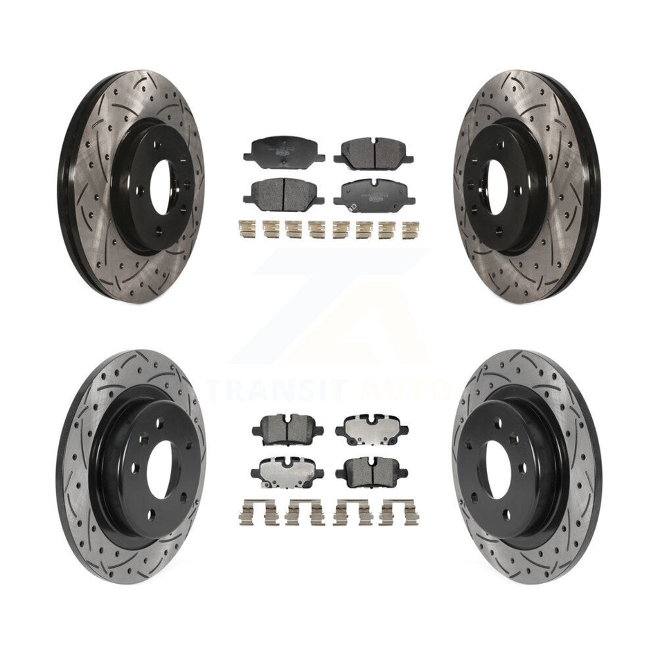 Front Rear Coated Drilled Slotted Disc Brake Rotors And Ceramic Pads Kit For GMC Terrain KDT-101378