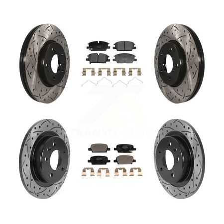 Front Rear Coated Drilled Slotted Disc Brake Rotor & Ceramic Pad Kit For Chevrolet Malibu KDT-101379