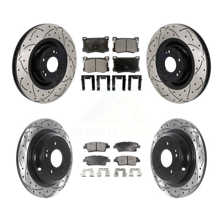 Front Rear Coat Drill Slot Disc Brake Rotors Ceramic Pad Kit For Hyundai Genesis G80 5.0L KDT-101380