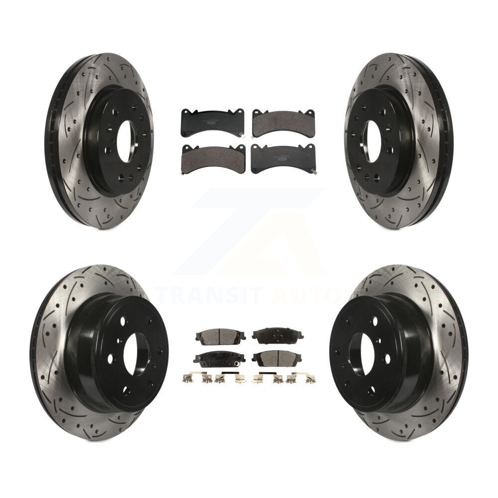 Front Rear Drill Slot Brake Rotor Ceramic Pad Kit For GMC Sierra 1500 Chevrolet Silverado KDT-101382