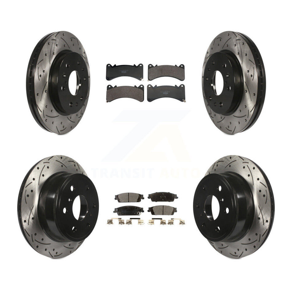 Front Rear Drill Slot Brake Rotor Ceramic Pad Kit For GMC Sierra 1500 Chevrolet Silverado KDT-101382